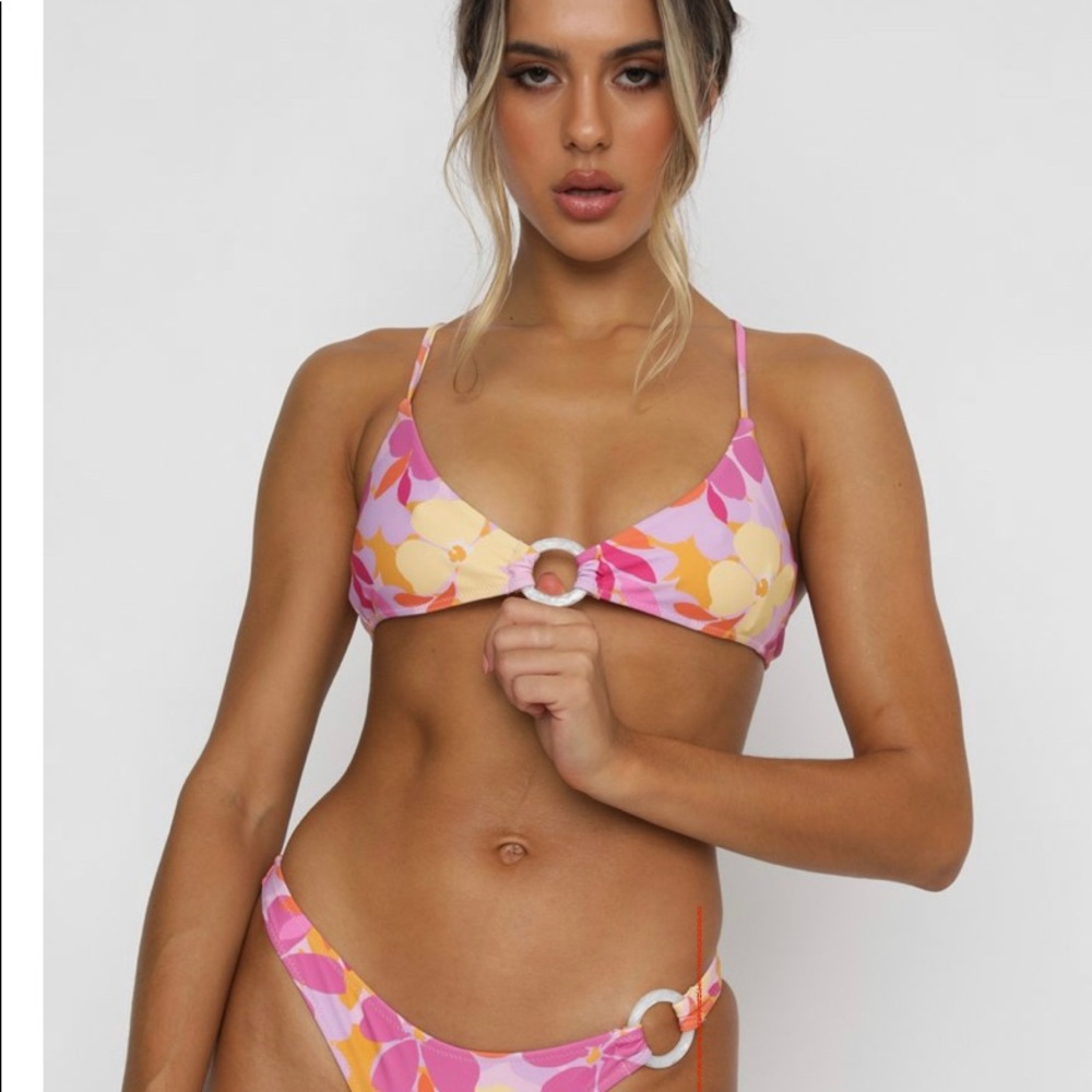 Floral Pink and Orange Bikini Set